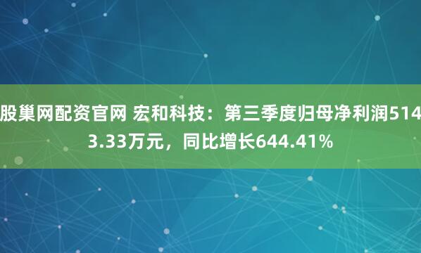 股巢网配资官网 宏和科技:第三季度归母净利润5143.33万元,同比增长644.41%