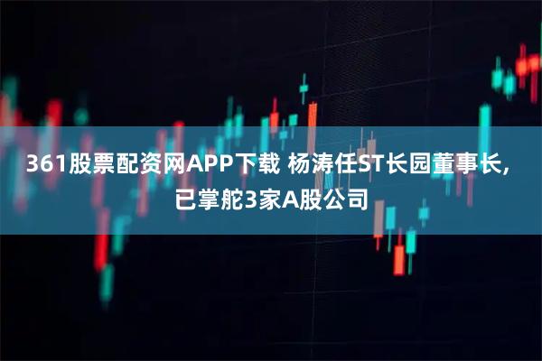 361股票配资网APP下载 杨涛任ST长园董事长, 已掌舵3家A股公司