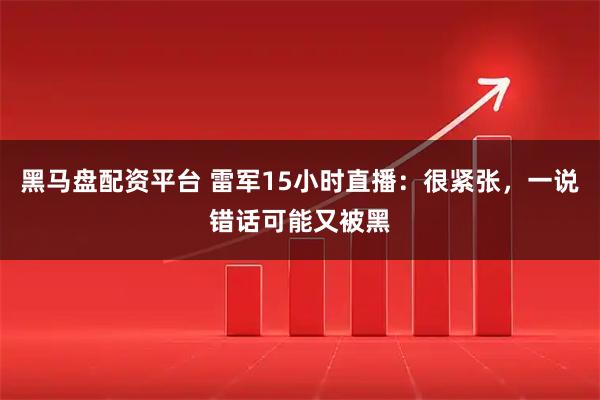 黑马盘配资平台 雷军15小时直播：很紧张，一说错话可能又被黑